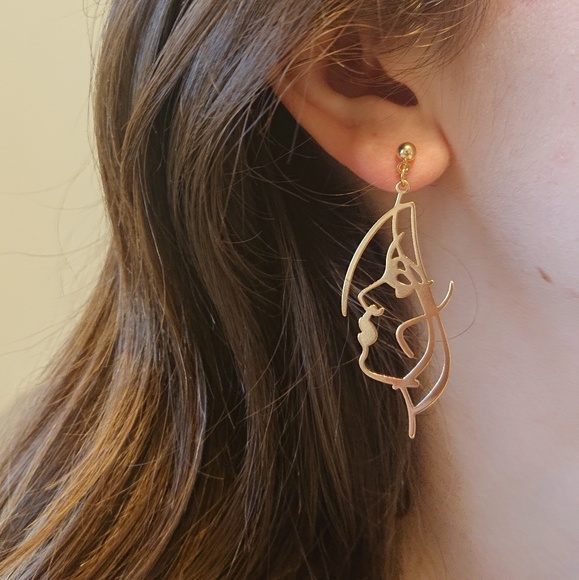 Minimalist Art Portrait Drop Earrings - Picture 2 of 6